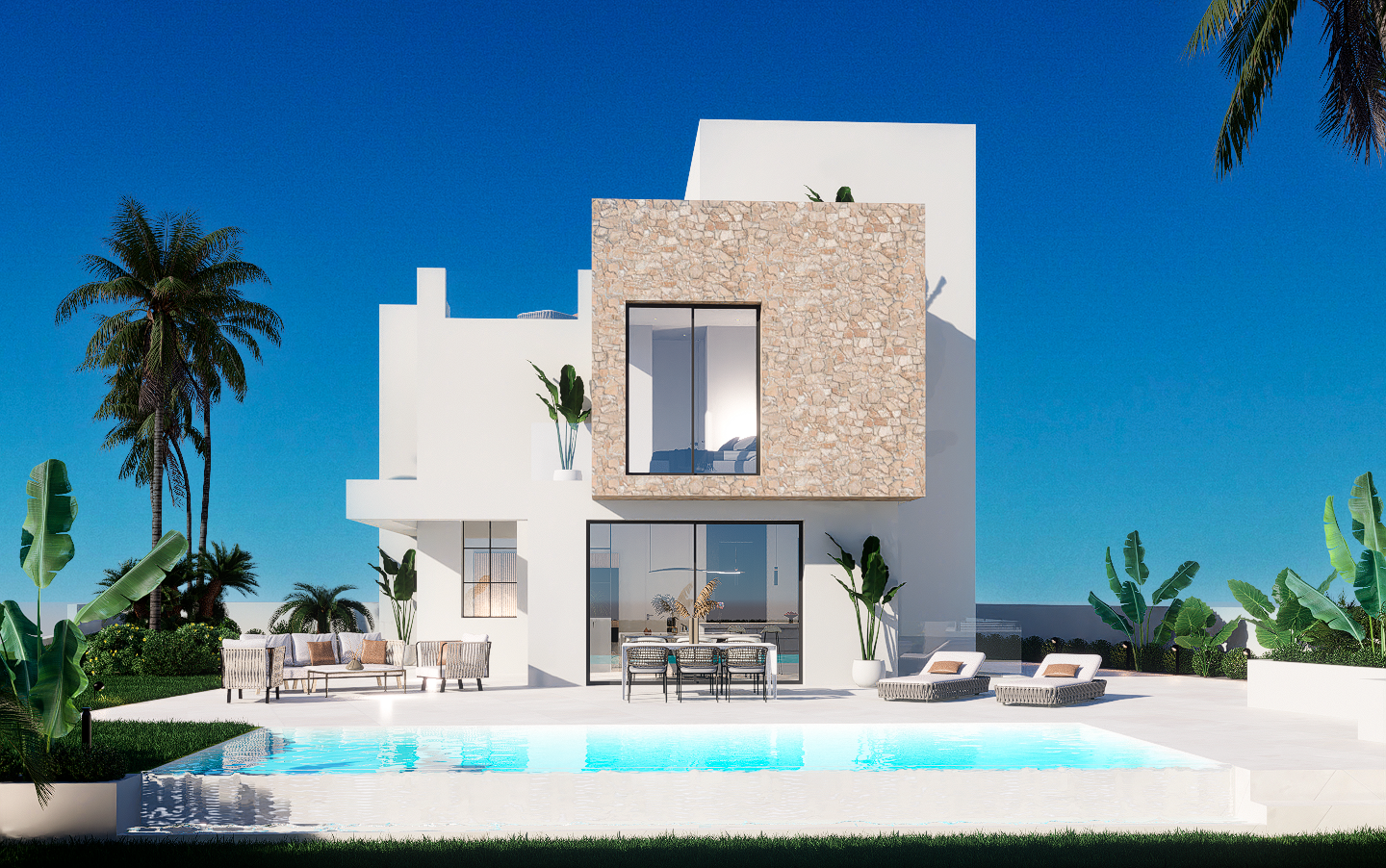 15 large detached villas with beautiful panoramic sea views in Finestrat